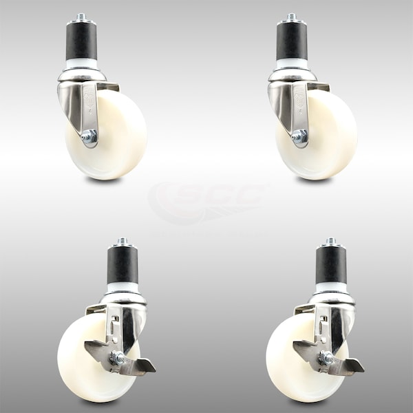 Service Caster 4 Inch 316SS Nylon Wheel Swivel 1-3/4 Inch Expanding Stem Caster Brake SCC, 2PK SCC-SS316EX20S414-NYS-2-TLB-2-134 - main